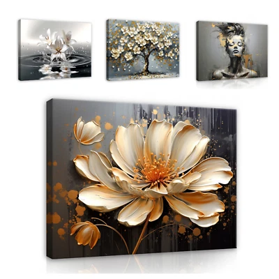 Leinwand Bilder Abstrakt Blumen XXL Modern Wohnzimmer Groß Leinwandbild Bild - Bild 1 von 4