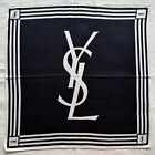 Vintage Handkerchief Black & White Cotton Monogrammed Pattern Pocket Square 19'
