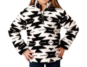 Roper Western Sweatshirt Girls Fuzzy Fleece Black 03-298-0250-6195 BL - Picture 1 of 2