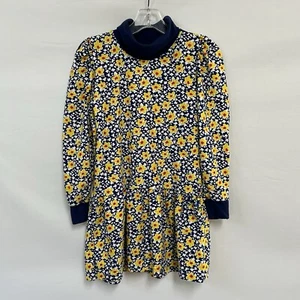 Vtg Spencer's Girls Medium (7/8) Blue Yellow Floral Knit Drop Waist Play Dress - Picture 1 of 8