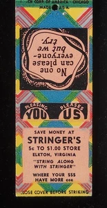 1930er SEXY BEINE STRUMPFWAREN Stringer's 5 ¢ bis $1,00 Laden mehr ¢ ¢ ¢ Elkton VA MB - Bild 1 von 2