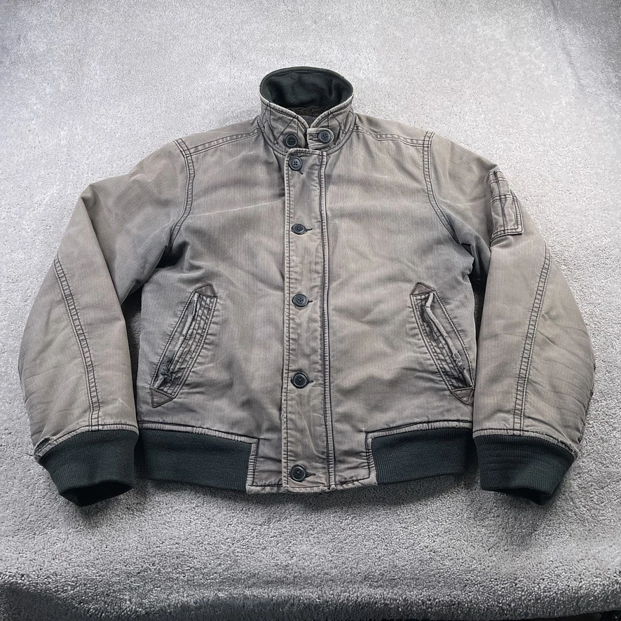 Chaqueta Abercrombie Fitch Para Hombre Grande Marrón Harrison Piel Sintética Forrada Bombardero Desteñida Foto 1 de 4