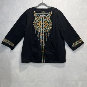 Bob Mackie Wearable Art Embroidered Native Southwestern Button Up Jacket XL - Picture 1 of 7
