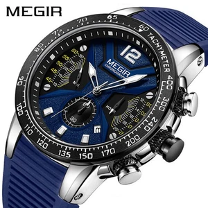 MEGIR Herren Uhren Silikon Sport Chronograph Militär Luxus Quarzuhr - Bild 1 von 8