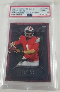 2021 Wild Card Matte Black - Bronze Frame Green #MWW2 Justin Fields PSA 10 Pop 1 - Picture 1 of 4