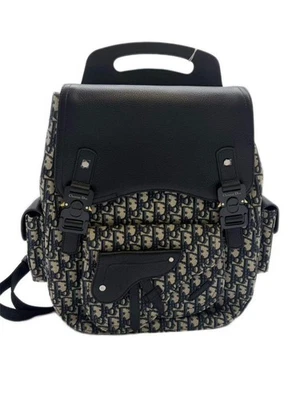 Christian Dior Oblique Jacquard Saddle Backpack Blue dr241 - Image 1 of 4