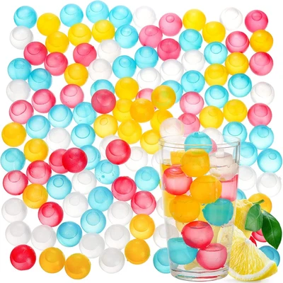 200 Pack Reusable Ice Cubes for Drinks, Colored Plastic, round for Cocktails, Wi - Image 1 of 4