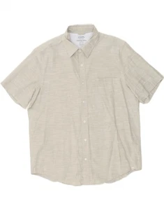 CHAPS Mens Short Sleeve Shirt XL Beige Cotton BX17 - Picture 1 of 4