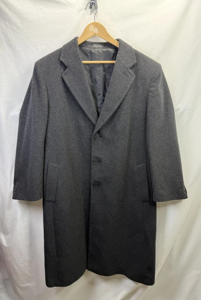 Abrigo de hombre Bradley Jons negro carbón lana cachemir talla 42 bolsillos Foto 1 de 4