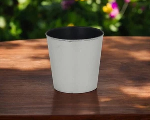 5" Silver Recycled Plastic Indoor Outdoor Round Pot Planter - Picture 1 of 5