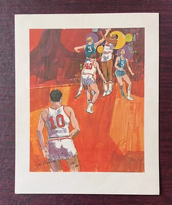 Impresión de acción de baloncesto del artista Jim Woodend 12 1/2 x 10 pulgadas ¡Artículo raro! - Imagen 1 de 4