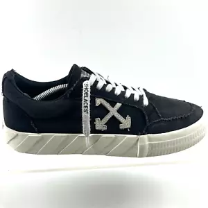 OFF-WHITE VIRGIL ABLOH Trainers Men 39 Sz 7 Low Vulcanized Canvas Sneakers Black - Picture 1 of 12