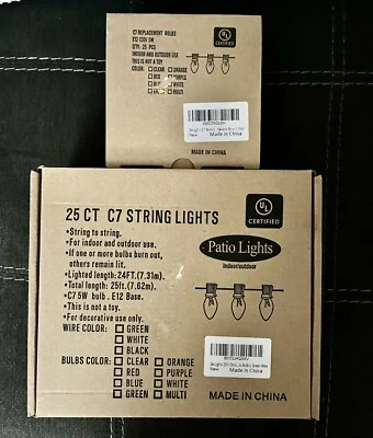 C7 Christmas Multicolor 25Ft Indoor Outdoor String Lights &25 Bulb Replacement - Image 1 of 3