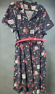 Torrid x Marilyn Monroe Women's Sz 20 Midi Button Front Swing Dress w/ Red Belt - Picture 1 of 16