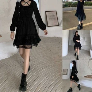 Vestido de Fiesta Elegante Vestido Lolita Princesa Gótico Mujeres Encaje Volantes Vestido Irregular - Imagen 1 de 13