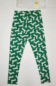 Girls Mini Boden Fun Leggings SIZE 11 - 12 Green Sausage Dogs - Picture 1 of 1