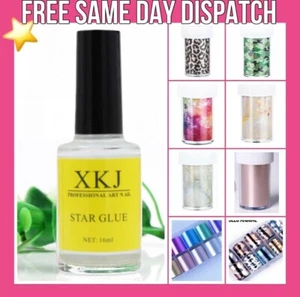 π 15ml NAIL FOIL GLUE transfer Adhesive Nail Art Tools Foil Box Packs Bottle π - Picture 1 of 9