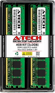 4GB (2X2Gb) DDR2 800Mhz UDIMM PC2-6400 CL6 1.8V DIMM Non-Ecc Unbuffered Desktop - Picture 1 of 12