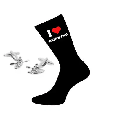 CADOGAN GIFTS I Love Kanu Socken & Kanu Manschettenknöpfe Geschenkset X6VL015-AJ010