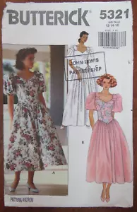 Butterick 5321 Sewing Pattern ladies Semi Fit Shaped dropped Waist Bodice Dress - Picture 1 of 10