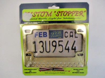 CUSTOM STOPPER Motorcycle Plate Frame 12 V LED Brake Light 24K Gold Plated NEW - Image 1 of 4