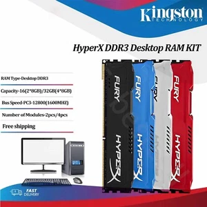 HyperX FURY (2 x 8GB) 16/32GB HX316C10FBK2/16 DDR3-1600 PC3-12800 Desktop Memory - Picture 1 of 17