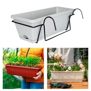 Balcony Planter with Tray and Rack Lightweight Window Deck Railing Planter - Picture 1 of 23