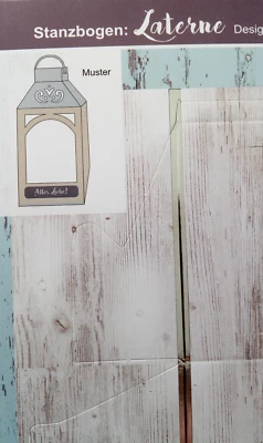 1 Stanzbogen + LATERNE +++ Design 4 + SILBER/ HOLZOPTIK +Ideen mit Herz + DIN A4 - Bild 1 von 4