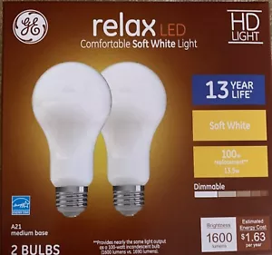 Ge Lighting Relax HD LED 100 Watt Light Bulbs, Soft White, 17-Watts, 2-Pk. - Picture 1 of 4