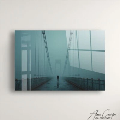 Acrylic Bridge Wall Art Print Surreal Art Print Framed Tempered Glass Wall Art - Image 1 of 4