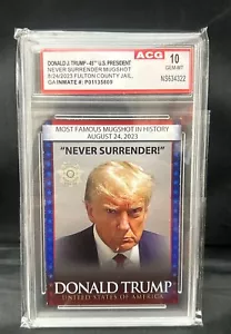 Donald Trump "Never Surrender" Mugshot Official Graded 10 Card, with free stand - Picture 1 of 7