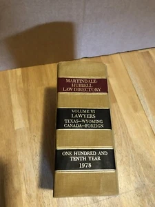 MARTINDALE HUBBELL LAW DIRECTORY VOLUME VI LAWYERS TEXAS-WYOMING-CANADA-FOREIGN - Picture 1 of 8