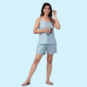 Women Top & Shorts Sky Blue - Picture 1 of 6
