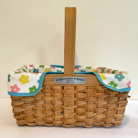 Vintage Basket with Fabric Liner Christopher Roberts Designs Ltd. Edition Woven Cover