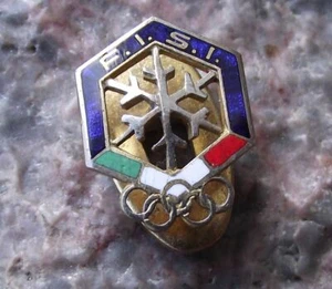 Antique Italian Winter Sports Federation FISI Olympic Games Rings Buttonhole - Picture 1 of 3