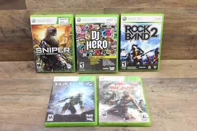 Lot of 5 Xbox 360 Games DJ Hero, Halo 4, Dead Island, Rock Band 2, &  More - Image 1 of 4