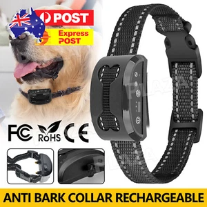 Auto Anti Bark Dog Collar Rechargeable Stop Barking Non-Shock Humane Waterproof - Picture 1 of 10