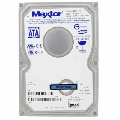 Maxtor 160GB DiamondMax 10 7200 RPM SATA II 8MB 6V160E0 3.5 Inch Hard Drive - Image 1 of 4