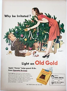 Christmas Tree Old Gold Cigarette Vtg 1945 Ad Advertising Magazine Print Holiday - Picture 1 of 6