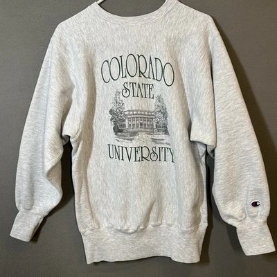 De Colección Champion Tejido Inverso Colorado State University Crew Gris L CSU Foto 1 de 4