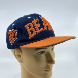 Vintage Chicago Bears Hat Snapback Cap 3D Embroidered Bear Logo Blue Orange - Picture 1 of 10