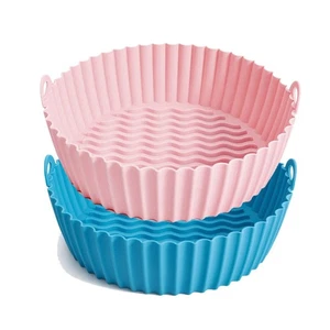 Confezione 2 Pentole Silicone Friggitrice ad Aria 8,5 Pollici Riutilizzabili Fodera Cestello Accessori - Foto 1 di 7