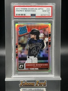 Donruss Optic #34 Andrew Benintendi 2017 clasificación Rookie Holo Silver Prizm PSA 10 - Imagen 1 de 2