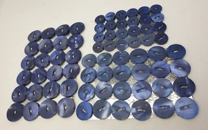 Shell Buttons Round Blue 3 Sizes Carded Bulk Lot Of 70 15mm - 23mm (52880) - Picture 1 of 8