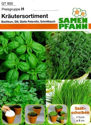 Kräutersortiment Saatscheiben - Basilikum, Dill, Petersilie, Schnittlauch Samen - Bild 1 von 2