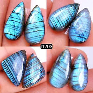4 pares de piedras preciosas de cabujón de labradorita natural de 106 quilates 24x16-23x12 mm #R-11203 - Imagen 1 de 4