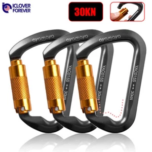 30KN Rock Climbing Carabiner Twist Auto Locking Heavy Duty Aluminum Hook Clip - Picture 1 of 14
