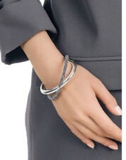 SWAROVSKI Silver Crystaldust Stainless Steel Cross Cuff Bangle Bracelet Sold Out