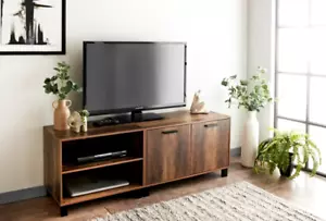 Rustic Oak Finish 2 Door TV Cabinet 140cm Plasma Low Modular Bench Stand 2 Units - Picture 1 of 1