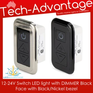 Interruptor LED 12-24V retroiluminado con atenuador cara negra con bisel negro/níquel - barco - Imagen 1 de 6